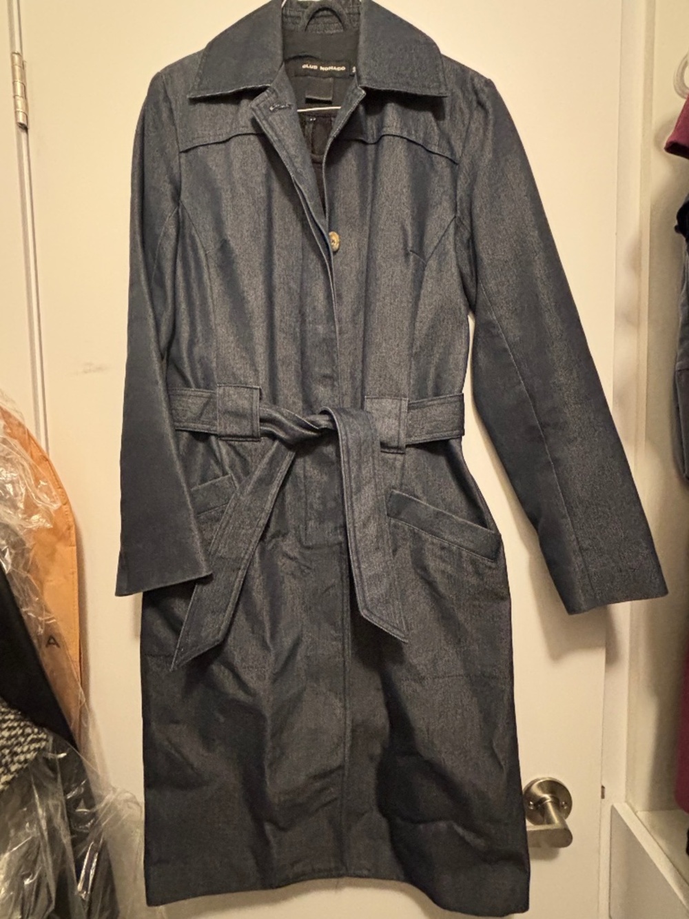 CLUB MONACO TRENCH COAT - Dark charcoal/indigo denim